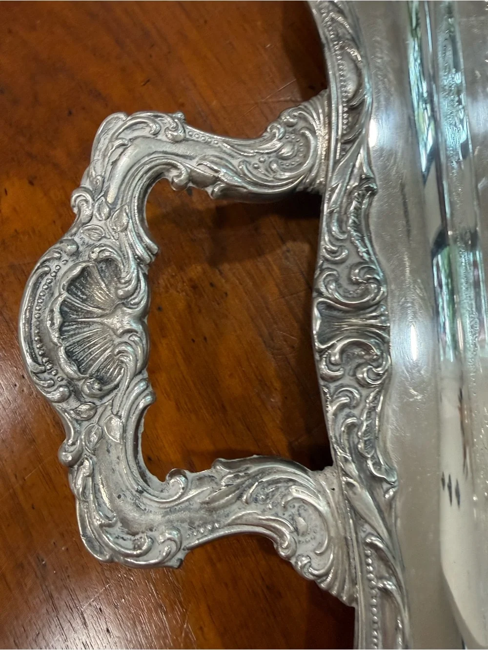Antique Wm. Rogers Eagle & Star Silverplate Handled Serving Tray 23.5” Vintage